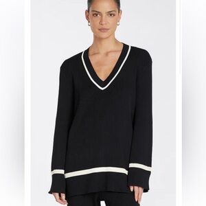 DISSH Black and Cream V-Neck Sweater